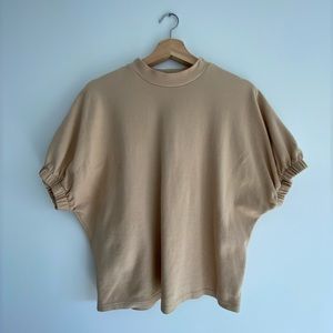 Zara mock neck puffed sleeve shirt